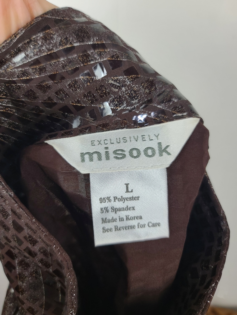 Misook Brown Patterned Shattered Glass Faux Sequin Full-Zip Lightweight Jacket L - Picture 13 of 13